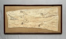 Crocodile, Peinture Sur Tissu, Afrique? Art Premier