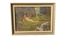 Ancien tableau allégorie 19 eme école française Femme Nue