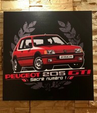 tableau évocation PEUGEOT 205 GTI " sacré numéro ( 60 cm x 60 cm x 5 mm )