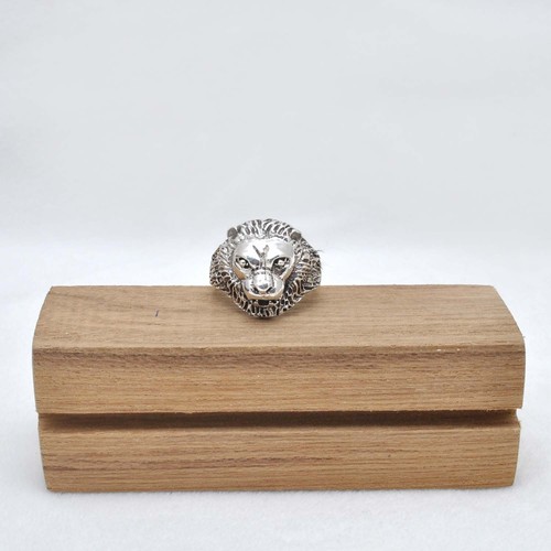Oxidized sterling silver - silver, lion