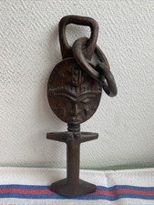Ancienne Figurine Tête Africaine Bois Deco 