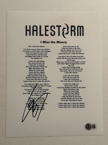 Lzzy hale signed lyric sheet - lzzy,
