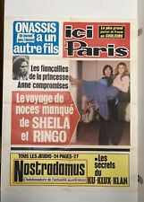 Affiche presse journal revue Ici Paris Sheila Ringo Princesse Anne Onassis 60x76