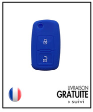 Etui coque housse silicone clé POUR GOLF 4 PASSAT POLO JETTA BORA 2 BOUTONS BLEU