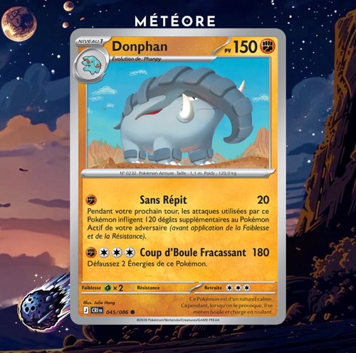 Carte pokémon donphan - pokémon, 045/086