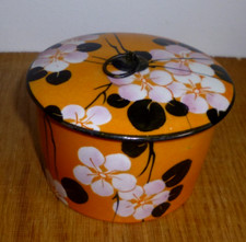 ART DECO Ancienne boite à poudre en porcelaine peint main