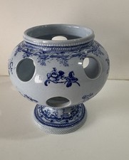 Ancien Pique fleurs pot à crocus Style REVOL Saint UZE  Terre De Fer Fleur Bleu