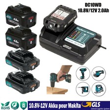 pour Makita Batterie 12V 10.8V 4Ah BL1021B BL1040B BL1020 BL1016 BL1015 Chargeur