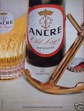 PUBLICITÉ ANCRE OLD LAGER SPECIAL BIERE HATT 9 GENERATIONS DE BRASSEURS 1664