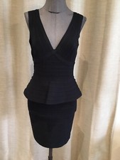 Magnifique Robe Strech Noir Hervé Léger 34 Tbe Authentique 
