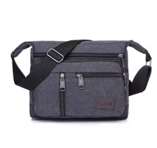 Sac besace à Bandoulière Sacoche en Toile Vintage Voyage Travail Noir