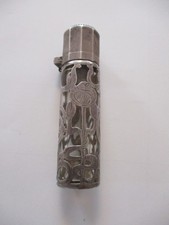 FLACON A PARFUM ART NOUVEAU VERRE ET ARGENT MASSIF 1902 MOTIF IRIS A RESTAURER