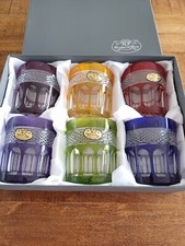 6 verres à  Whisky colorés Cristal De Paris Mireille  en coffret,  neuf