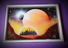 Spray Art - Papier photo sous cadre : Space Colony