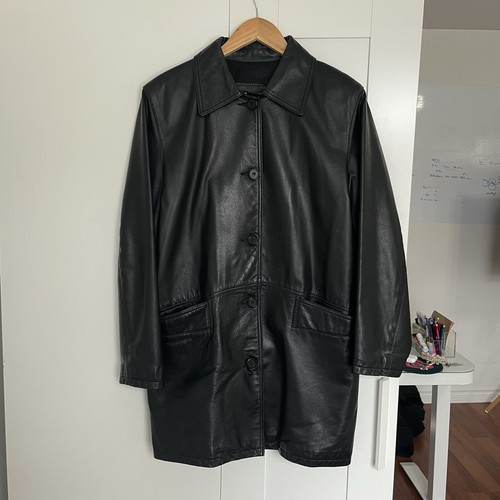 Genuine leather coat jacket - coat,