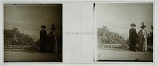 Deux femmes Mode Paysage c1925 Photo Verre Vintage V51Lm3