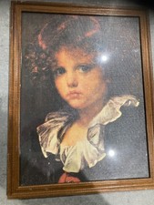 tableau encadrement bois vitré affiche buste enfant d'époque 33x43cm