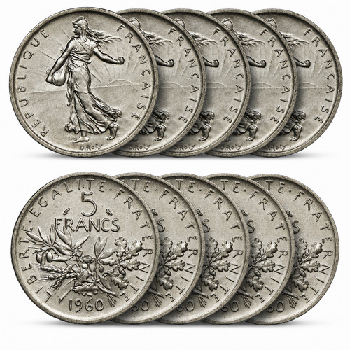 Lot pièces 5 francs - 10, de