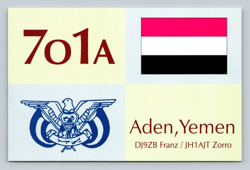 Ham radio qsl 7o1a aden - qsl, yemen