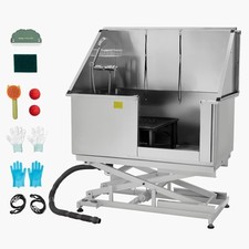 Baignoire de Chien Animaux Compagnie Électrique Acier Inox 127 cm Droite
