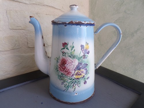 Cafetière émaillée ancienne - cafetière,