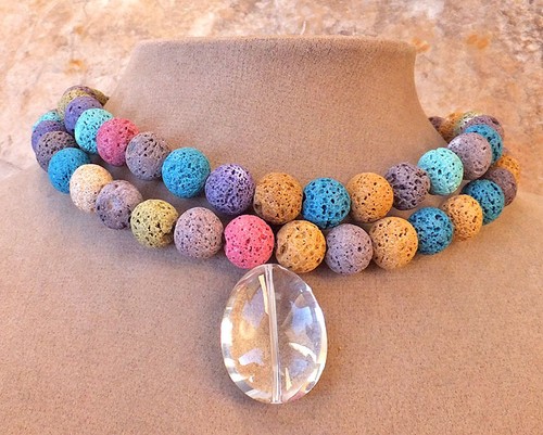 Rainbow natural coral necklace - natural,