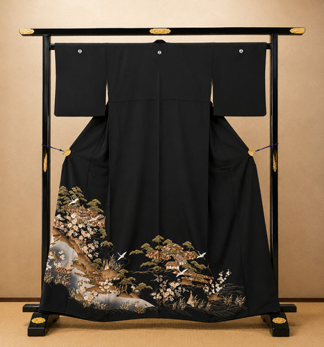 Kimono japonais kurotomesode - kimono,