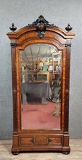 Armoire Parisienne a miroir style Louis XVI en paliisandre et loupe d'orme