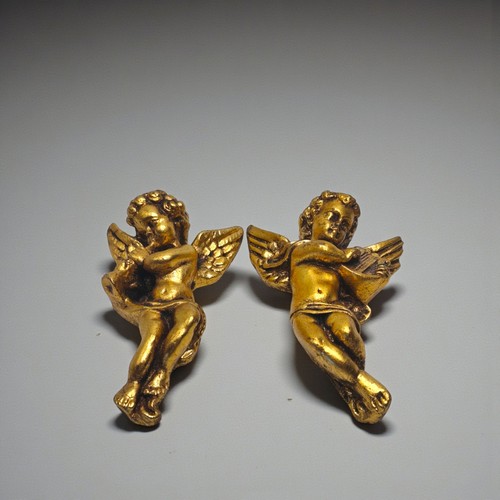 Pair gilt cherub - of, wall
