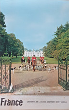 CHATEAU LOIRE CHEVERNY MOULINSARD -AFFICHE ORIGINALE - SNCF - TINTIN HERGE -50'S