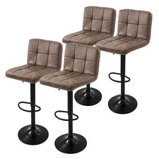 4x Chaise de bar pivotante dossier repose-pieds tabouret comptoir simili marron