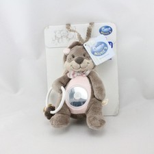 Doudou Castor Léontine gris rose hochet miroir NOUKIE'S - 16385