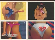 RARE CHRIS NIKOLSON 4 CARTES POSTALES ORIGINALES FILLES NUES PARIS TOUR EIFFEL