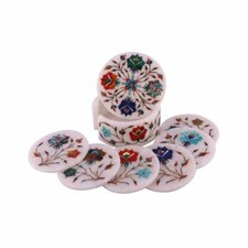 Marbre Coaster Set Cornaline Lapis Lazuli Pierre Main Cadeaux