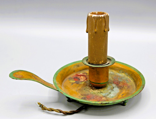 Ancienne lampe tole peint - lampe,