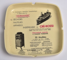 Cendrier Vintage Cré Rossi -théme Paquebot le NORMANDIE -made in Italy
