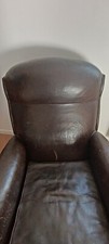 Fauteuil club cuir marron