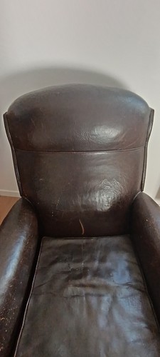 Fauteuil club cuir marron
