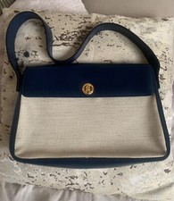 sac vintage pourchet, bleu marine, cuir, porté épaule, vintage 