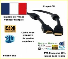 3m CABLE CORDON HDMI MALE FERRITE 1.4 1080P 3D Ethernet HD BLU-RAY PS4 XBOX A2