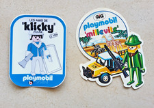 Lot de 2 sticker playmobil autocollant Aventurier Safari POLICE CRS