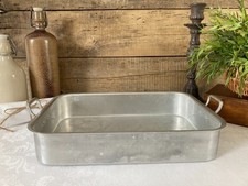 1025⚜️ Ancien Plat à Four en Aluminium Longueur 37 Cm Forme Rectangle