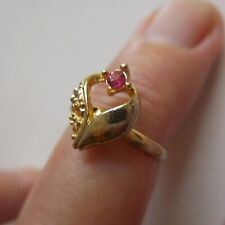 Bague femme métal blanc jaune pierre rouge rubis bijou fantaisie art déco N4122 