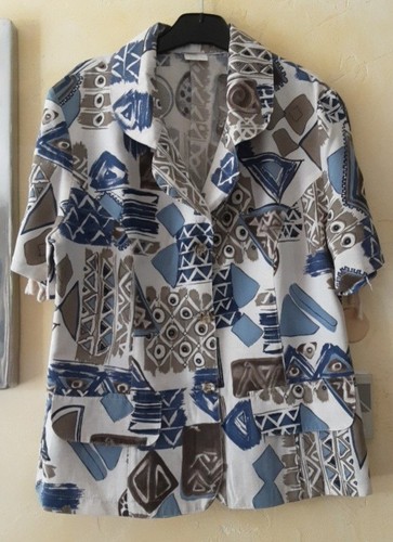 Veste chemise lin motifs