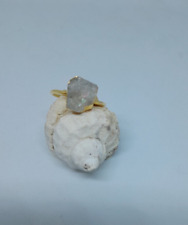 Bague réglable cristal de roche brut en argent 925 dorée à l'or fin 24 K unique