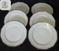 Lot x6 assiettes plates 23 cm PORCELAINE DE LIMOGES "UNIQUE" - Filets bleu & or