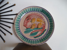 Grand plat décor poisson en céramique Italienne Ceramica di Caltagirone - Ø 45,5