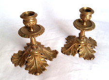 BOUGEOIRS meuble piano BRONZE doré XIXème décor FEUILLAGE