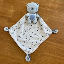 Doudou Plat Mouchoir Ours Bleu Cape Gris Anthracite Phoque Otarie Mots D'enfants