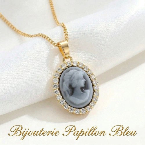 Collier pendentif camée - collier,